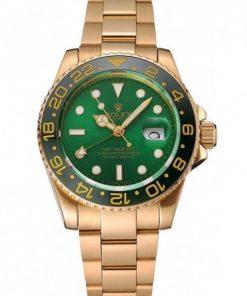 Rolex GMT Master II Green Dial And Bezel Gold Case And Bracelet 1453750