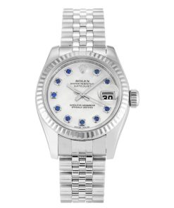 Rolex Datejust Lady Pearl-White & Sapphire Dial 179174