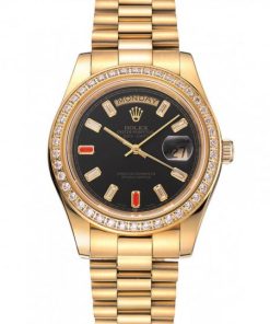 Rolex Day-Date Diamonds And Rubies Nero Dial Yellow Gold Bracelet 1454101