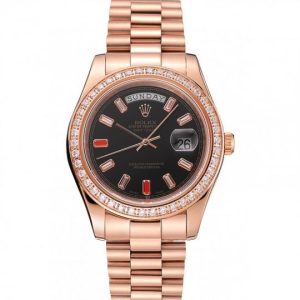 Rolex Day-Date Diamonds And Rubies Nero Dial Rose Gold Bracelet 1454102