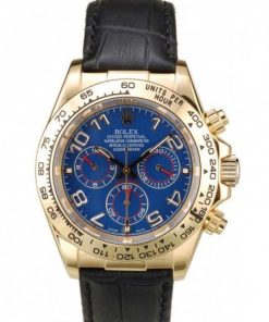 Rolex Daytona Gold Case Blue Dial Nero Leather Strap