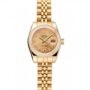 Rolex Lady-Datejust Champagne Dial Diamond Bezel Gold Jubilee Bracelet 1454096