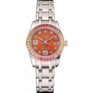 Rolex Datejust Pearlmaster 39 Cognac Dial Stainless Acciaio Case And Bracelet