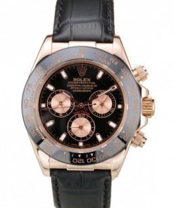Rolex Daytona Rose Gold Case Nero Dial Nero Leather Strap