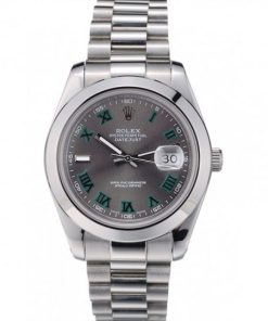 Rolex DateJust Polished Stainless Acciaio Bezel Grey Dial 42000