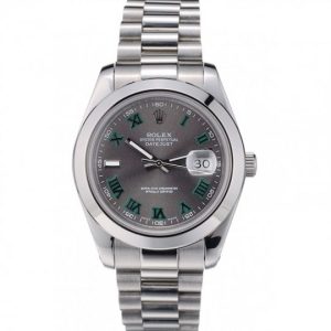 Rolex DateJust Polished Stainless Acciaio Bezel Grey Dial 42000