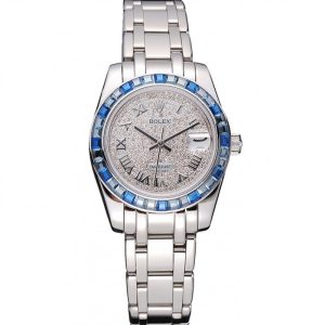 Rolex Datejust Diamond Dial Blue Jewels Bezel Stainless Acciaio Case And Bracelet 622834