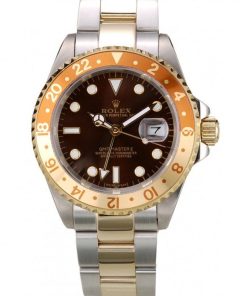 Rolex GMT Master II Gold Colored Ceramic Bezel Brown Dial Watch