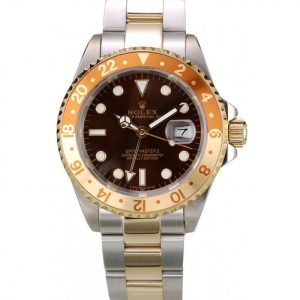 Rolex GMT Master II Gold Colored Ceramic Bezel Brown Dial Orologi