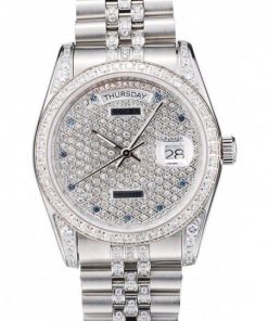 Rolex DayDate Diamond Plated Stainless Acciaio Bracelet Diamond Plated Dial 41985