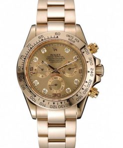 Rolex Cosmograph Daytona Brown Dial Diamond Numerals Gold Case And Bracelet 1454245