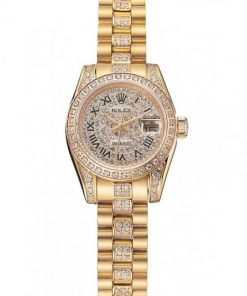 Rolex DayJust Diamond Pave Dial Gold Diamond Bracelet 1453955