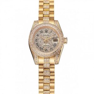 Rolex DayJust Diamond Pave Dial Gold Diamond Bracelet 1453955