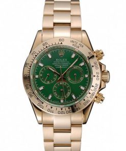 Rolex Cosmograph Daytona Green Dial Rose Gold Case And Bracelet 1454244