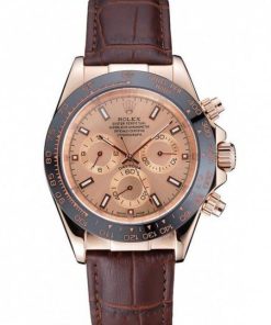 Rolex Cosmograph Daytona Brown Dial Rose Gold Case Cuoio marrone Bracelet 1454243